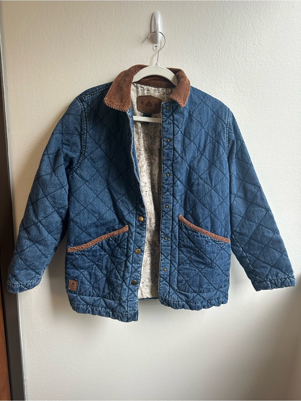 Vintage Ralph Lauren Quilted Blue Denim Jacket with Brown Corduroy Trim - Picture 2 of 5